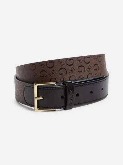 Guess Factory Mimi Contrast Logo Belt In Brown