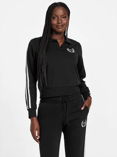 Guess Factory Missy Active Terry Polo Sweater In Black