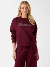 Guess Factory Mitzel Rhinestone Logo Crewneck In Red