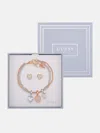 Guess Factory Mixed-tone Heart Layered Bracelet And Earrings Box Set In Multi