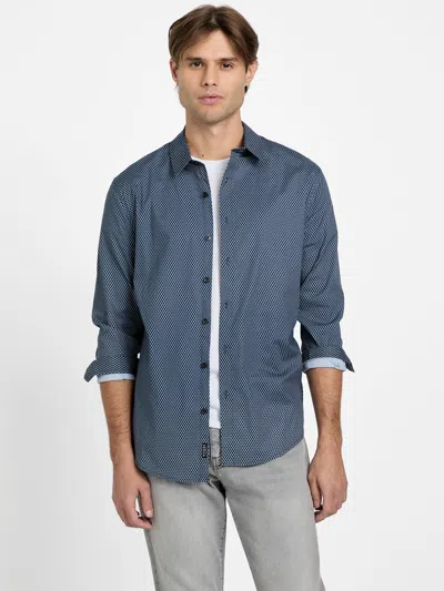 Guess Factory Montey Woven Geometric Shirt In Blue
