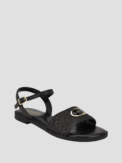 Guess Factory Moores Raffia Sandals In Black