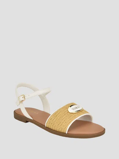 Guess Factory Moores Raffia Sandals In White