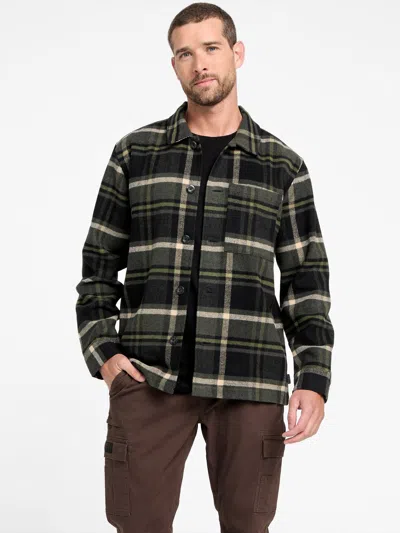 Guess Factory Muller Plaid Shirt In Black