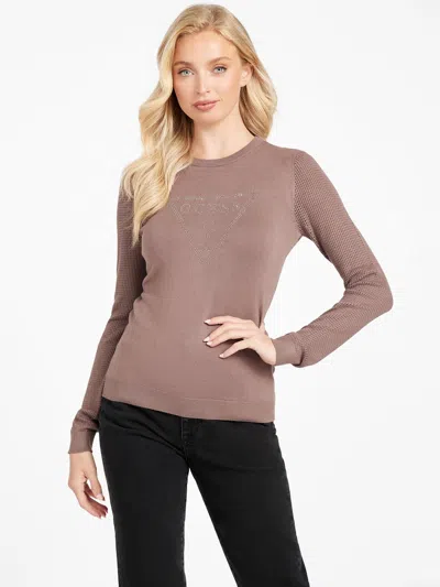 Guess Factory Myla Logo Sweater In Brown