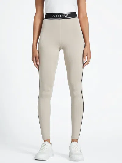 Guess Factory Naavy Piped Logo Leggings In Beige