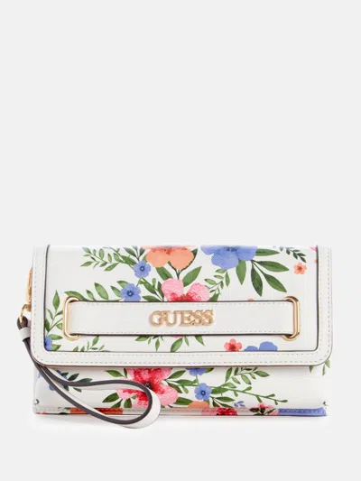Guess Factory Nairobo Floral Slim Clutch In Neutral