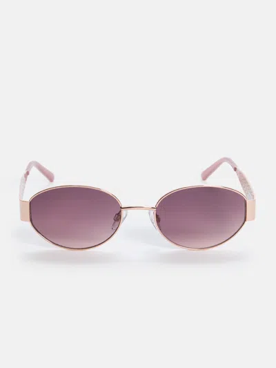 Guess Factory Narrow Oval Logo Sunglasses In Pink