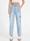 Guess Factory Natalie High-rise Cargo Jeans In Blue