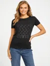 Guess Factory Naty Crewneck Rhinestone Tee In Black