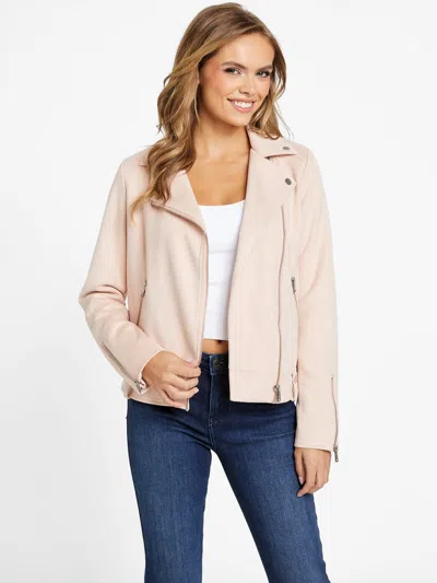 Guess Factory Nell Faux-suede Jacket In Beige