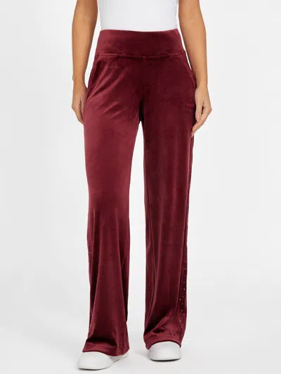 Guess Factory Ness Velour Pants In Red