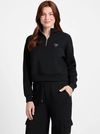 Guess Factory Nessa Half-zip Sweatshirt In Black