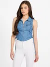 Guess Factory Niecy Chambray Vest In Multi