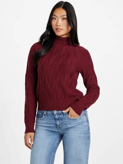 Guess Factory Niman Cable-knit Sweater In Brown