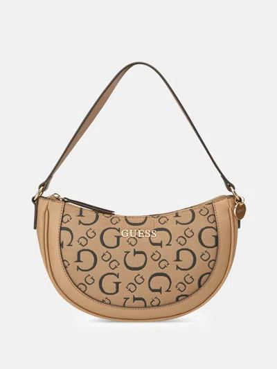 Guess Factory Norwood Logo Mini Top Zip Bag In Brown