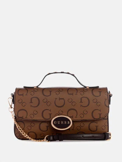 Guess Factory Nory Logo Top-handle Crossbody In Brown