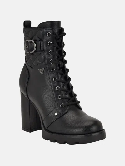 Guess Factory Novvia Heeled Hiker Booties In Black
