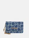 Guess Factory Nyra Denim Logo Keychain Card Case In Multi
