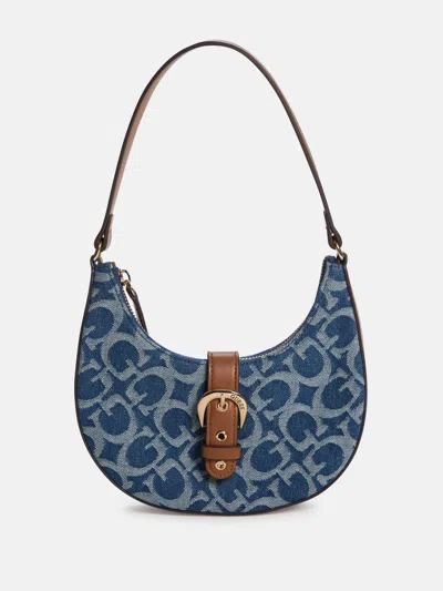 Guess Factory Nyra Denim Logo Mini Shoulder Bag In Multi
