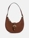 Guess Factory Nyra Suede Mini Shoulder Bag In Brown