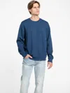 Guess Factory Omar Jacquard Crewneck Pullover In Blue