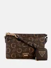 Guess Factory Oona Logo Top-zip Crossbody In Brown