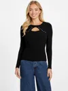 Guess Factory Orion Crystal Cutout Top In Black