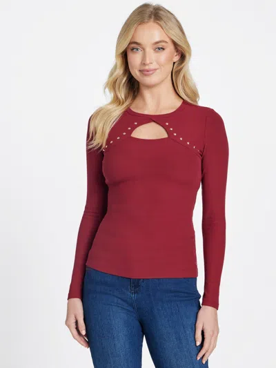 Guess Factory Orion Crystal Cutout Top In Red