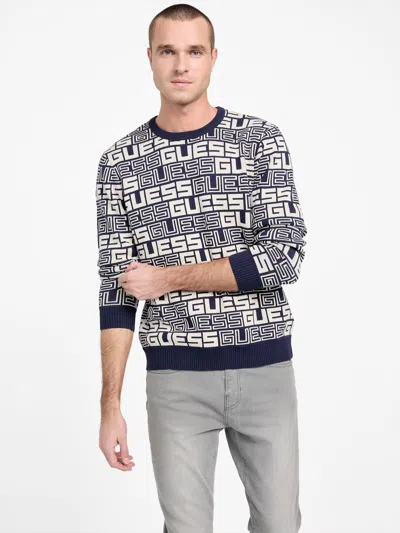 Guess Factory Paco Logo Sweater In Blue