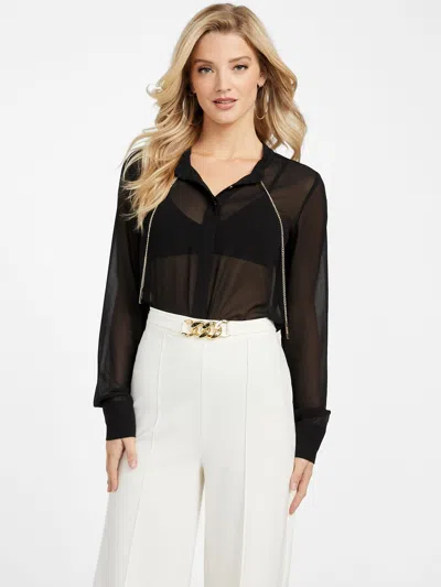 Guess Factory Palmer Chiffon Top In Black