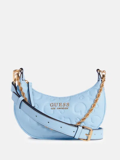 Guess Factory Palmillas Logo Crescent Crossbody In Blue