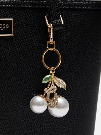 Guess Factory Pearl Cherry Bag Charm In Brown