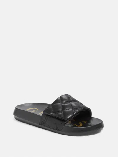 Guess Factory Pearlin Quilted Pool Slides In Black