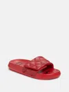 Guess Factory Pearlin Quilted Pool Slides In Red