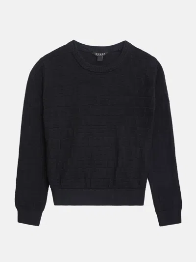 Guess Factory Kids' Pedro Jacquard Crew Sweater (7-16) In Black