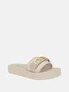 Guess Factory Peers Logo Slide Sandals In Beige