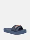 Guess Factory Peers Logo Slide Sandals In Blue