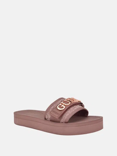 Guess Factory Peers Logo Slide Sandals In Red