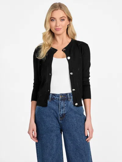 Guess Factory Peggy Rhinestone Cardigan In Black
