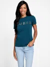 Guess Factory Pepper Metallic Logo Tee In Blue