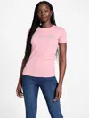 Guess Factory Pepper Metallic Logo Tee In Pink