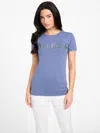 Guess Factory Pepper Metallic Logo Tee In Purple