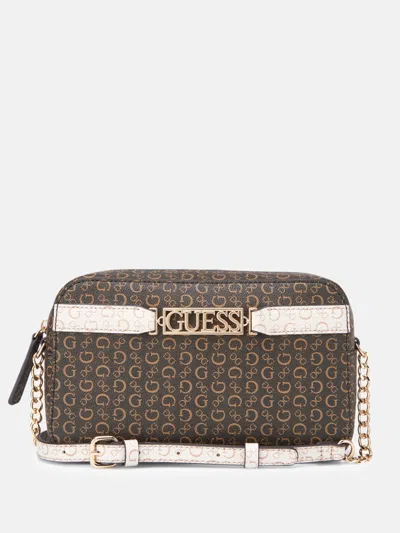 Guess Factory Perrez Logo Crossbody In Brown