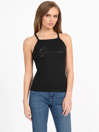 Guess Factory Pia Rhinestone Tank In Black