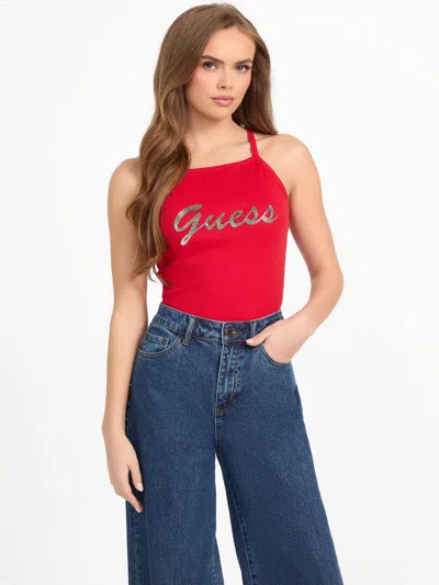 Guess Factory Pia Rhinestone Tank In Red