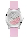 Guess Factory Pink Rhinestone Silicone Watch In Multi