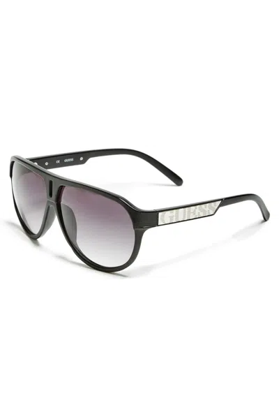 Guess Factory Plastic Aviator Sunglasses In Black