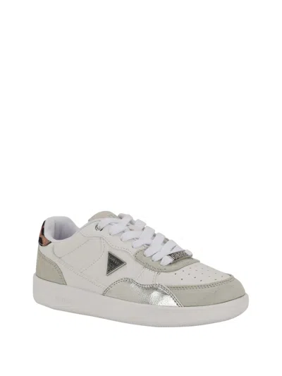 Guess Factory Prymie Faux-leather Sneakers In White