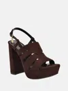 Guess Factory Queta Faux-suede Platform Heels In Brown